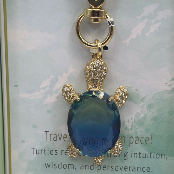 True to Form Turtle Keychain with Blue Gem - Picture 5 of 7